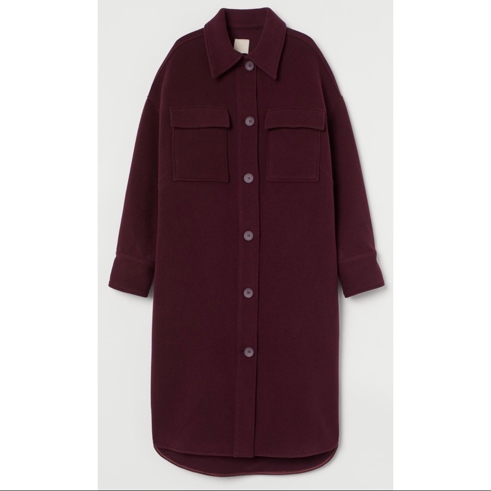 H&M Wool blend coat black white NWT Large